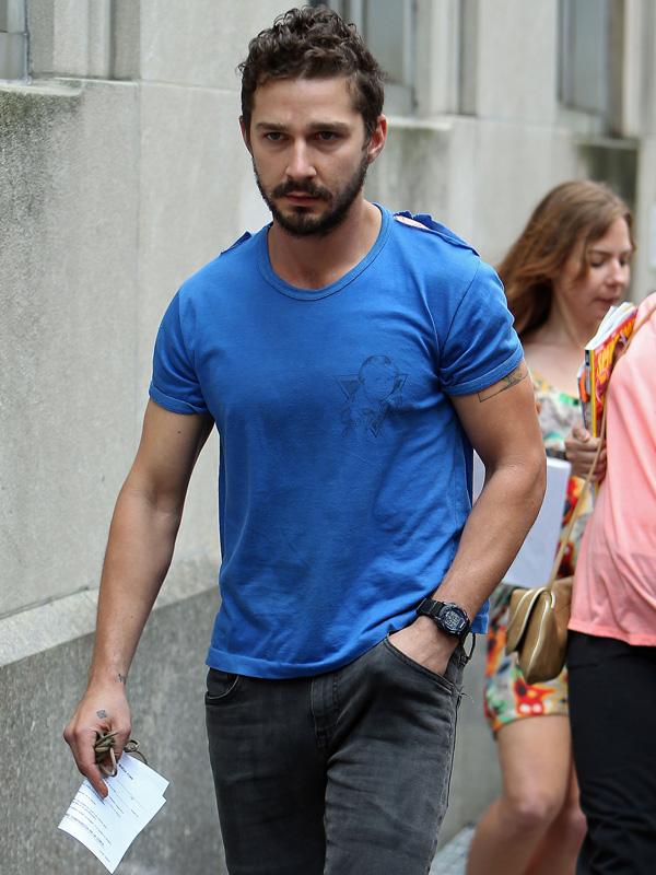 Shia Labeouf leaves midtown precinct after being released from jail in New York City.