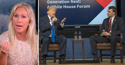 Composite photo of Marjorie Taylor Greene, Donald Trump and Charlie Kirk