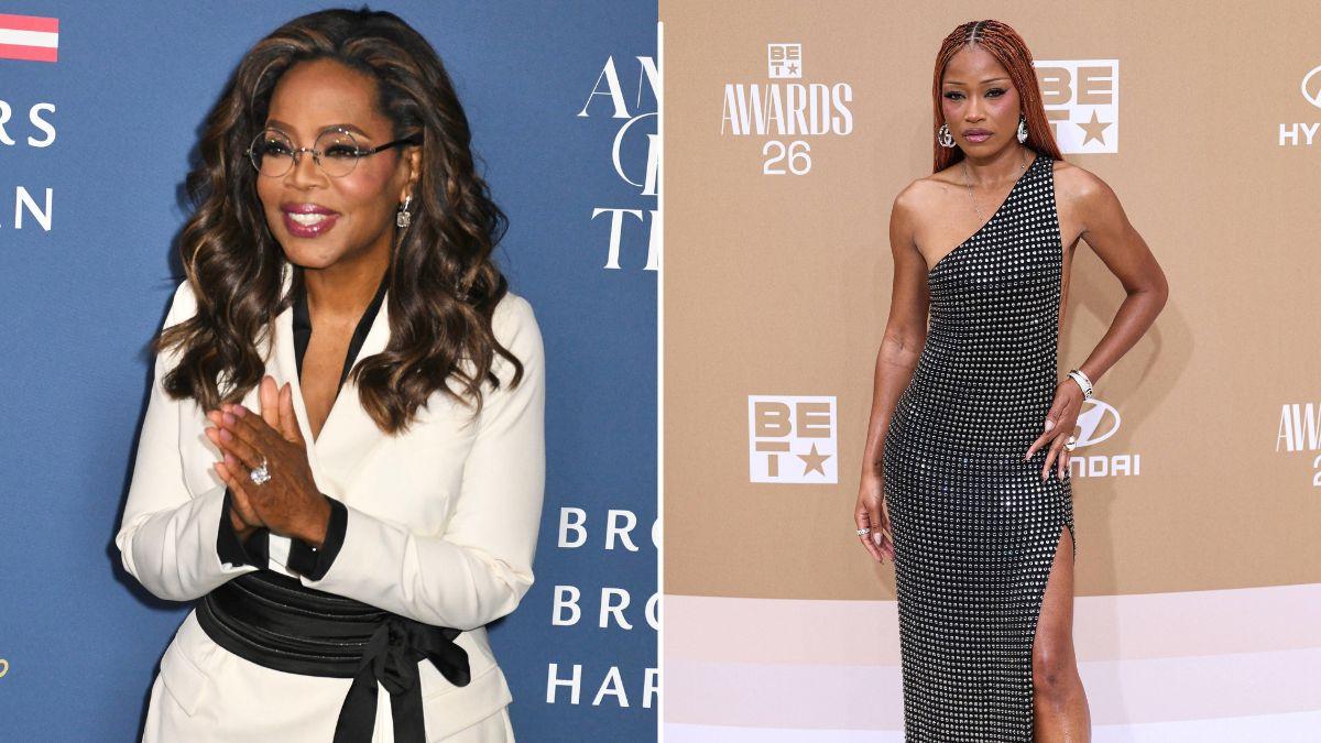 Image of Oprah Winfrey laughed with Keke Palmer while looking back on her brief stint as the singer of 'Run On.'