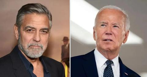 Photo of George Clooney; picture of Joe Biden.