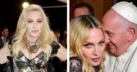 Composite photo of Madonna and Pope Francis.