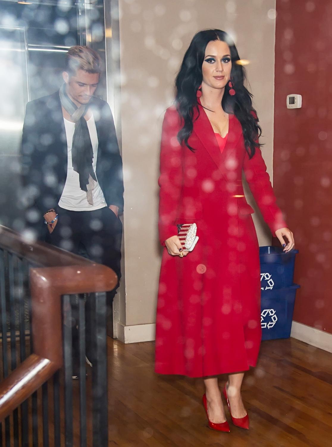 Katy Perry and Orlando Bloom are seen leaving Vedge restaurant in Philadelphia, PA