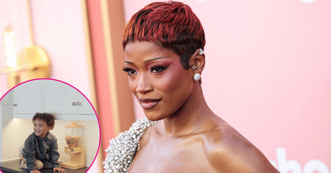 Photo of Keke Palmer with inset of son Leodis