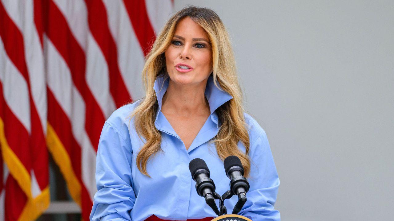 Image of Melania Trump’s ambiguous wording sparked debate over her intended message.