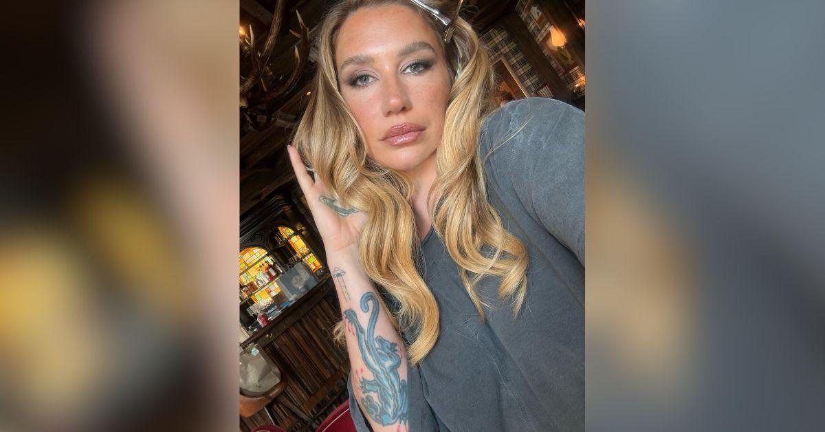 image of Kesha showed her honey-blonde hair in one selfie.