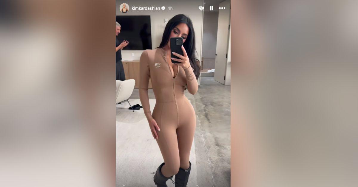 kim kardashian cleavage ski suit