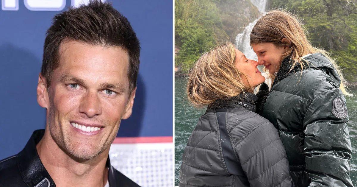 Photo of Tom Brady and a picture of Gisele Bundchen with her daughter, Vivian.