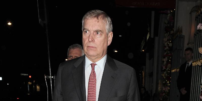 Prince Andrew leaves Park Chinois restaurant in Mayfair