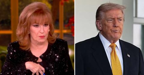 Split photo of Joy Behar and Donald Trump