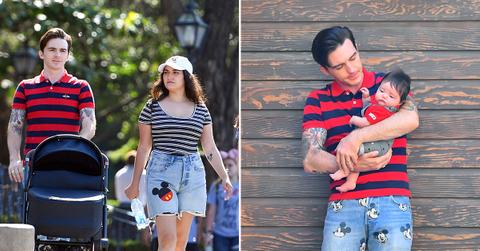 drake bell seen with wife and baby at disneyland