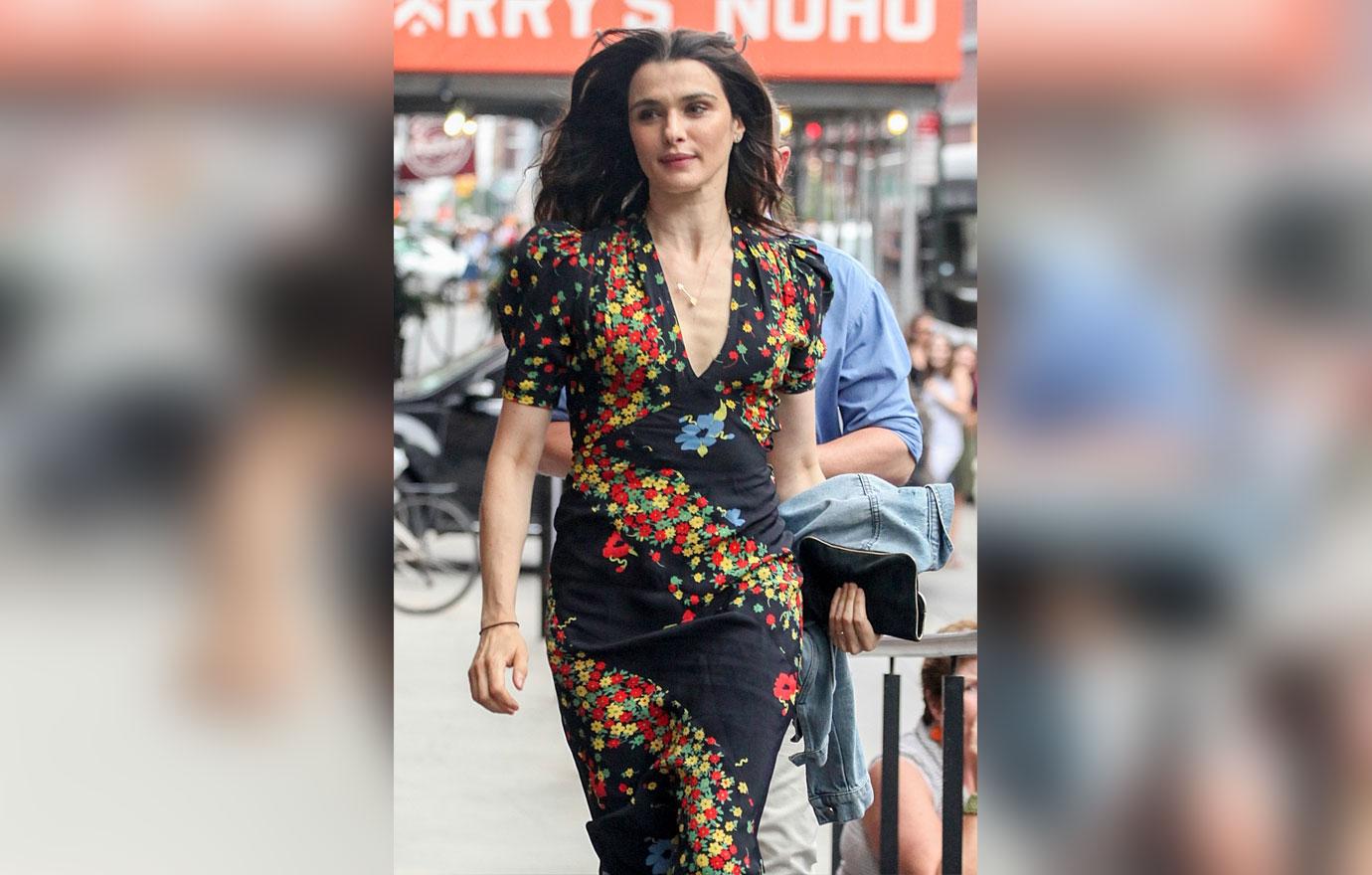 Rachel Weisz arrives in a hurry at The Public Theater in New York City