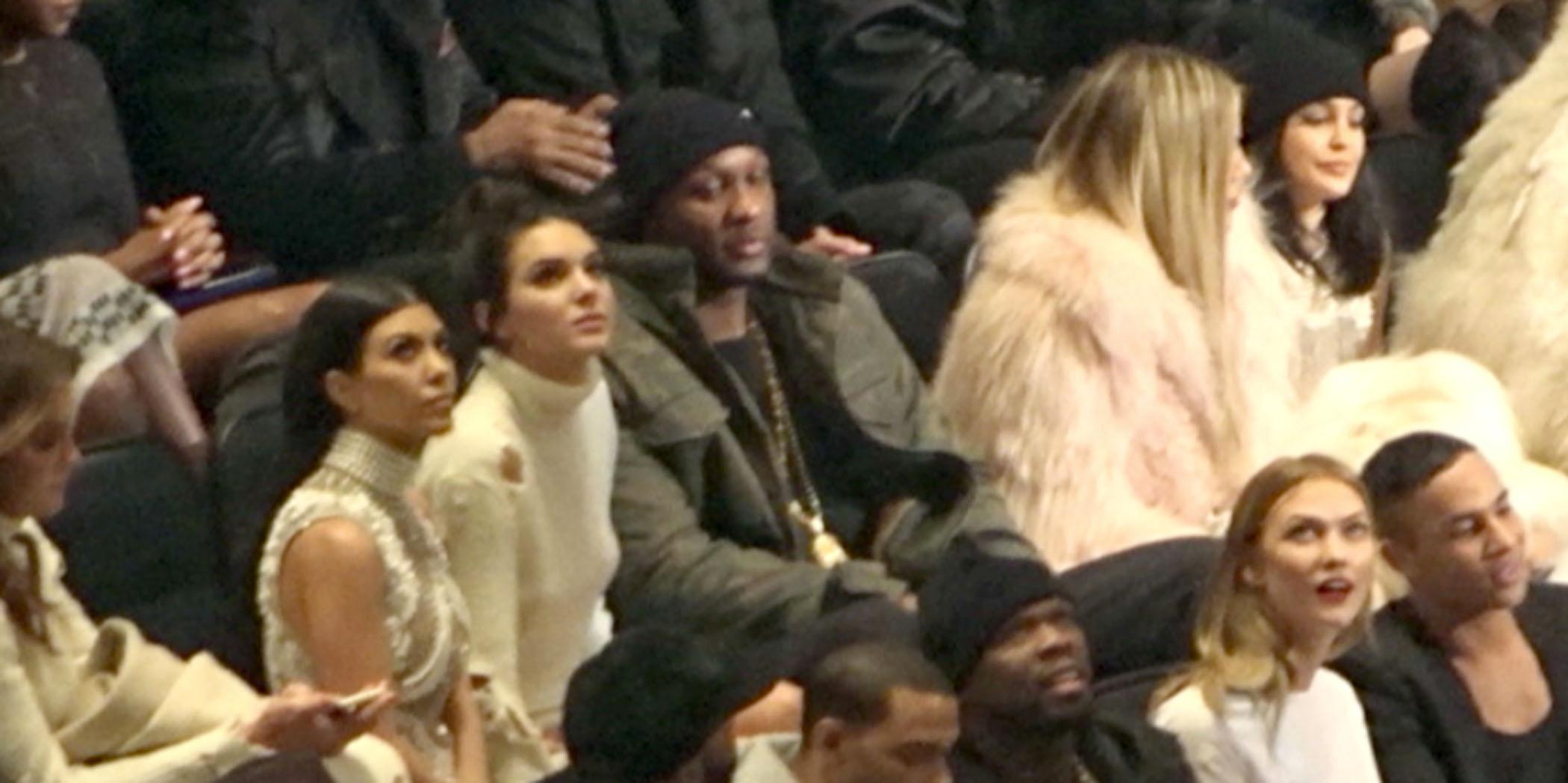 Naomi Campbell joins Lamar Odom and Khloe Kardashian and family in the front row of the Kanye West fashion show NYC