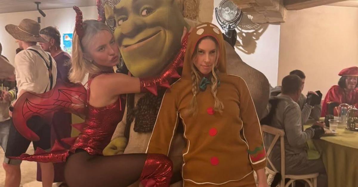 image of The 'Euphoria' star dressed up as a red devil for Friendsgiving.