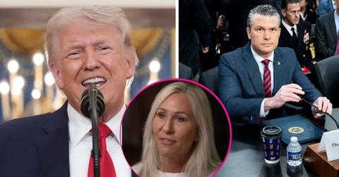 image split of marjorie Taylor Greene, Donald trump, Pete Hegseth