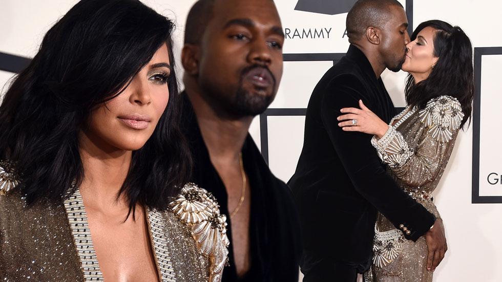 Kim kardashian kanye west 2015 grammy arrivals