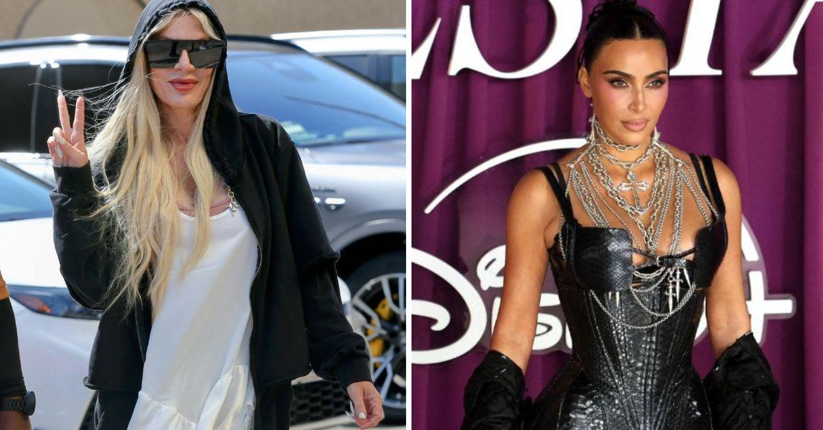 split photo of tori spelling and kim kardashian