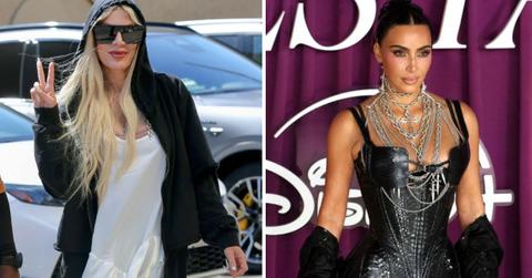 split photo of tori spelling and kim kardashian