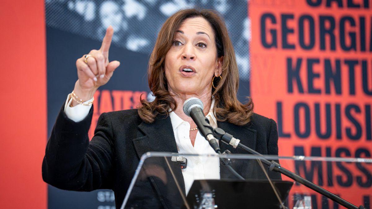 Image of Kamala Harris said that while Iran must never have nukes, evidence has shown they do not.