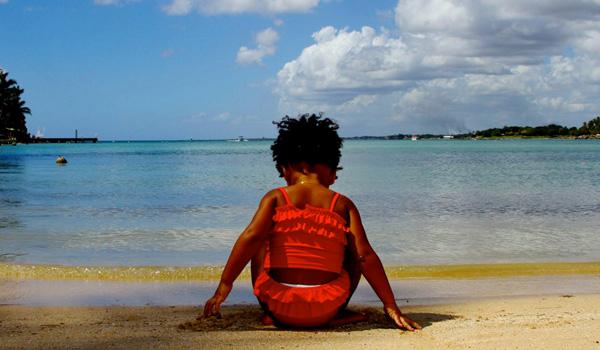 Blue ivy bathing suit beach pic