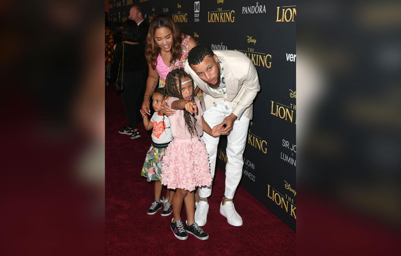 Hollywood, California, USA 9th July 2019 American Basketball player Stephen  Curry wife Ayesha Curry and daughters Riley Curry and Ryan Curry attend the  World Premiere of Disney's 'The Lion King' on July