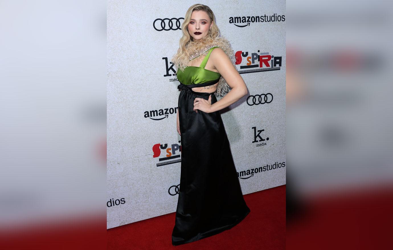 Chloe Grace Moretz wearing a Miu Miu dress arrives at the Los Angeles Premiere Of Amazon Studio's 'Suspiria'