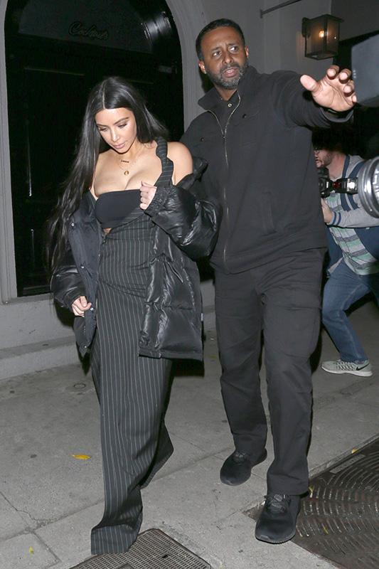 Kim Kardashian shows off her sexy pinstripe outfit as she leaves Craig&#8217;s