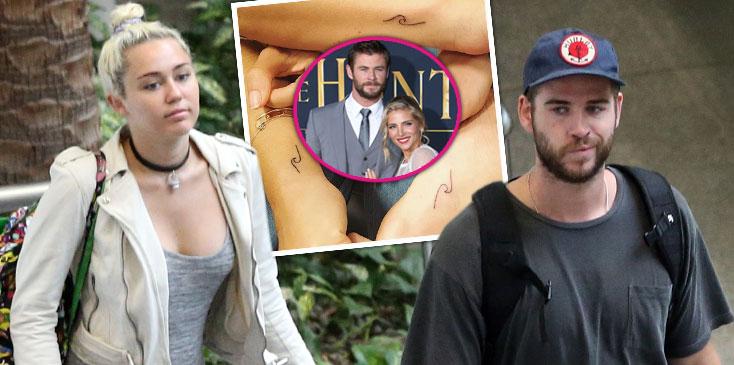 miley cyrus liam hemsworth travel brisbane matching tatoo