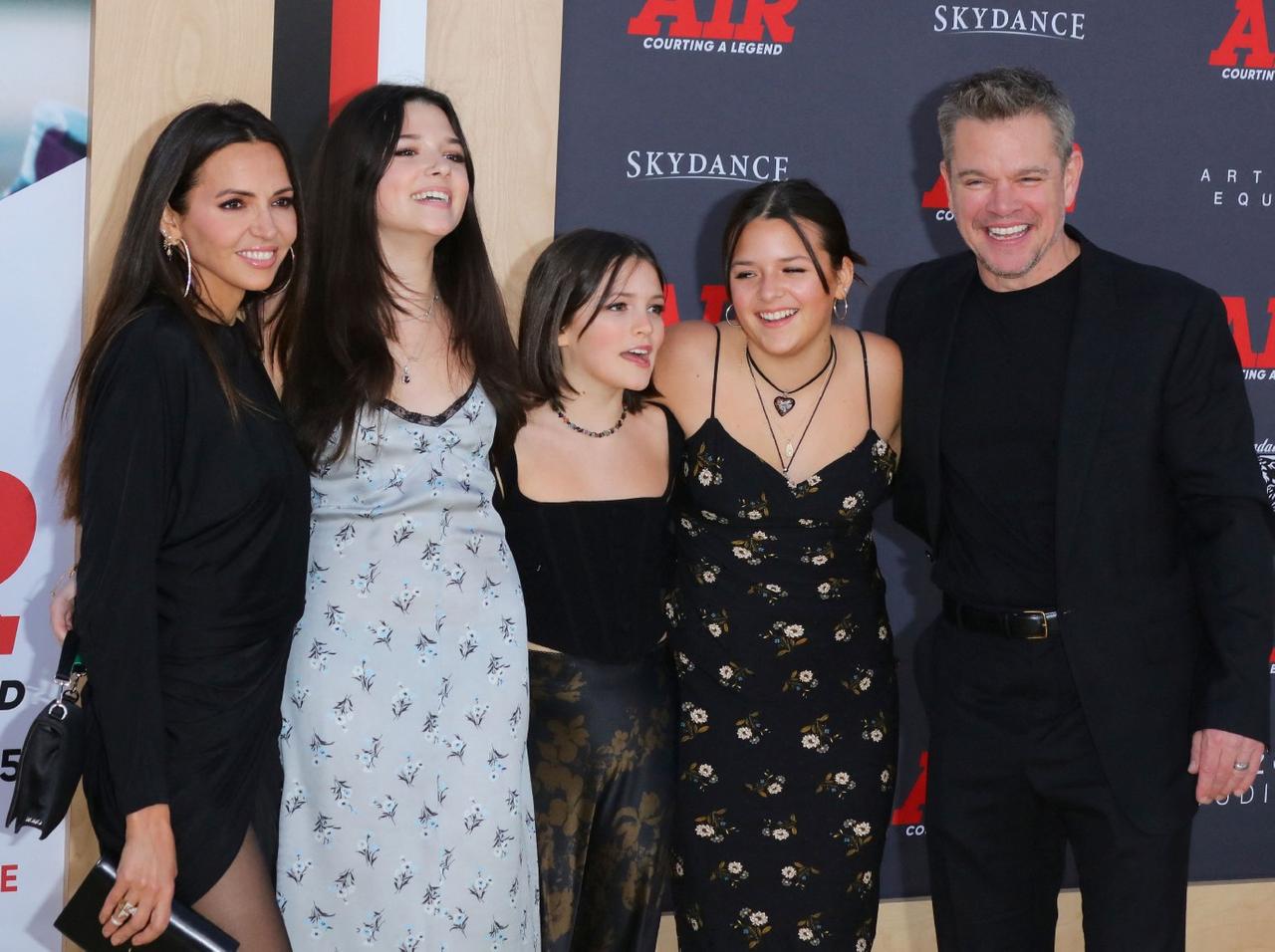 Matt Damon's Daughters Make Rare Appearance At 'Air' Premiere: Photos