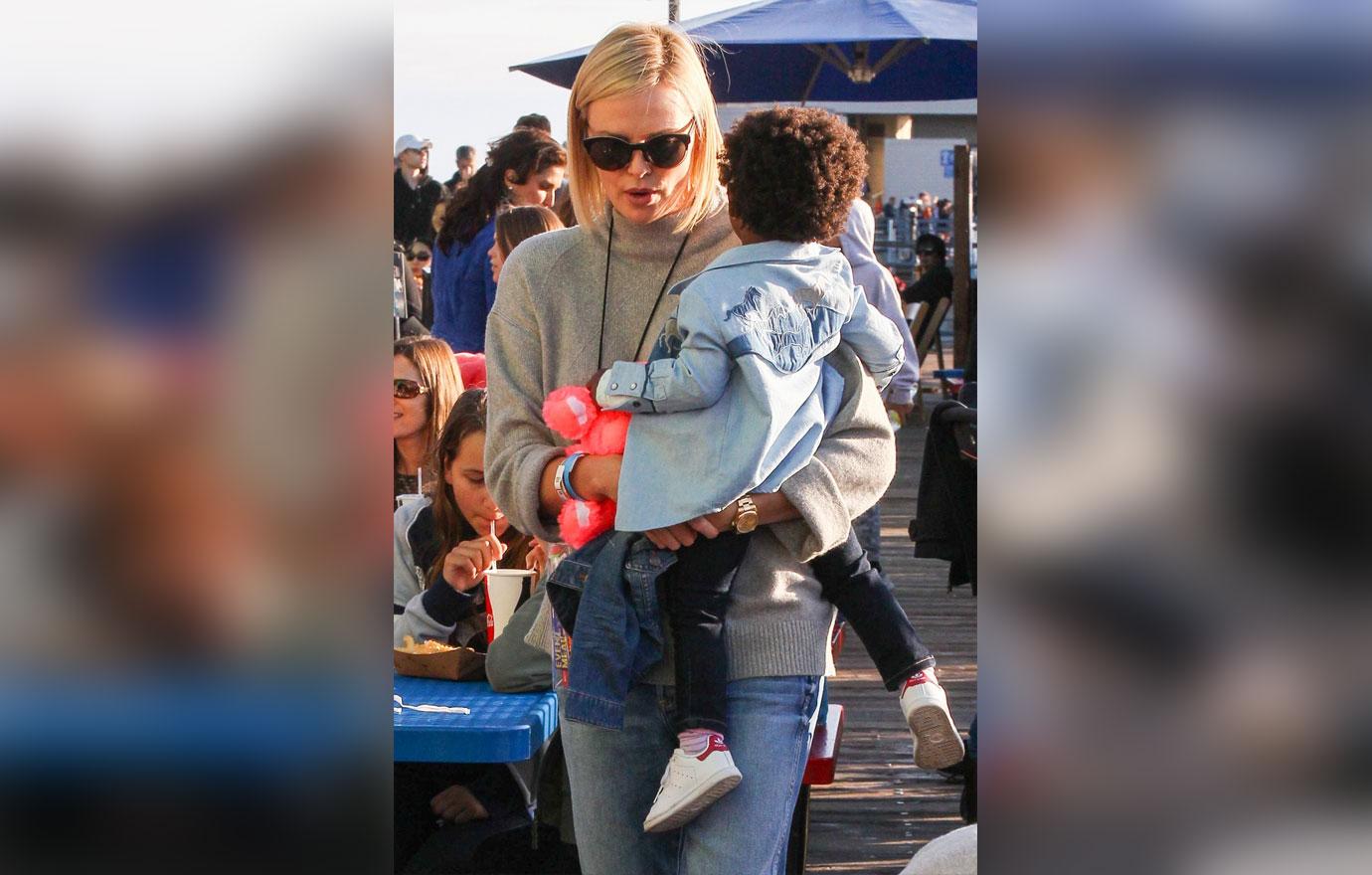 *EXCLUSIVE* Charlize Theron has a family fun day at the Pier