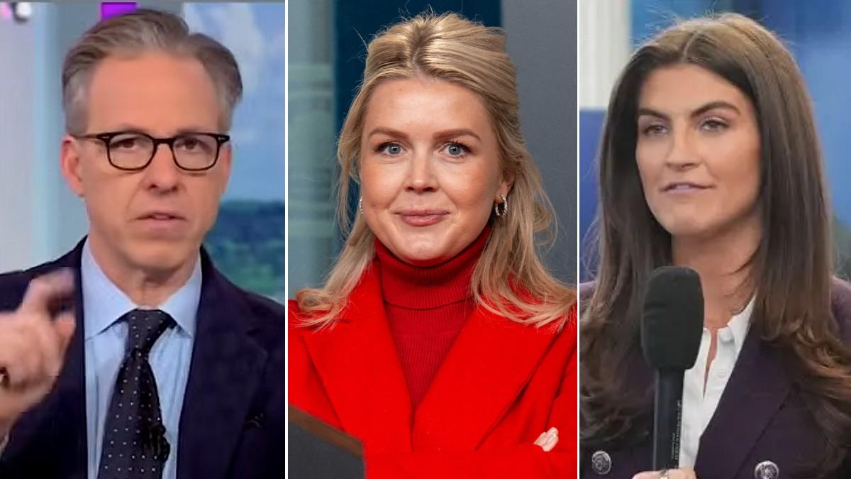 split of Jake Tapper, Karoline Leavitt and Kaitlan Collins. 