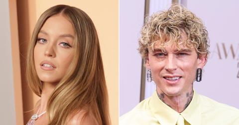 Photo of Sydney Sweeney; picture of Machine Gun Kelly.