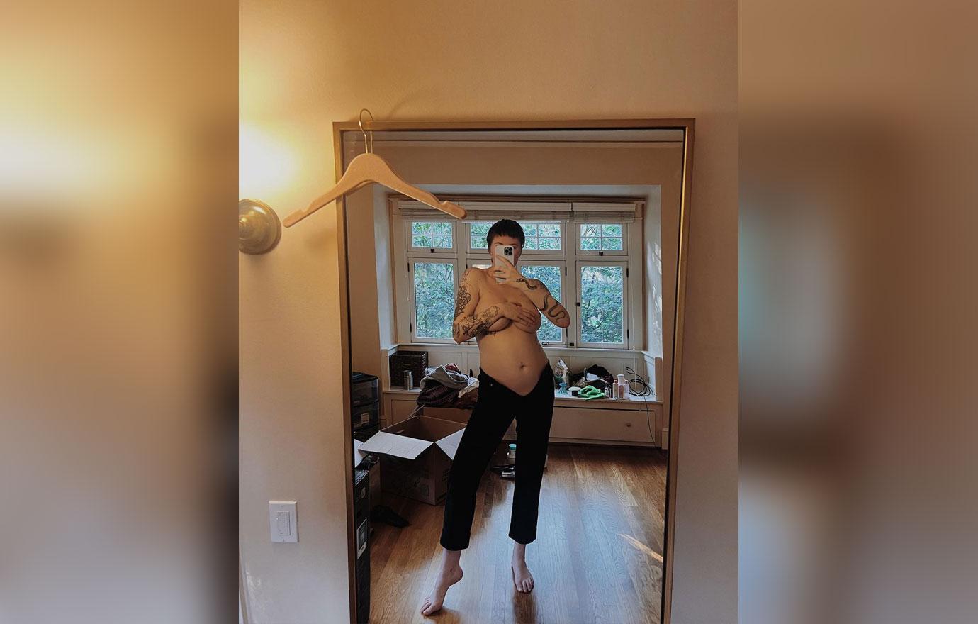 ireland baldwin flaunts growing baby bump