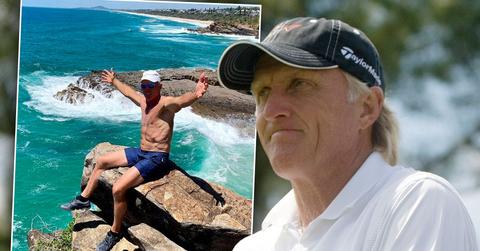 inset Greg Norman shirtless instagram photo: Golfer Greg Norman