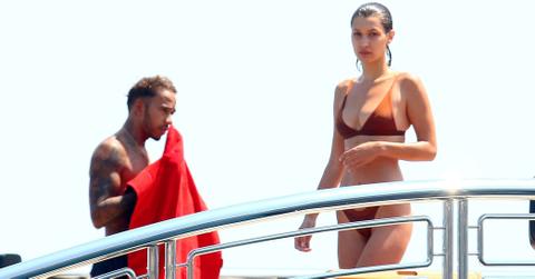 *EXCLUSIVE* Bella Hadid picks out her best thong bikini for yacht jumping with Lewis Hamilton