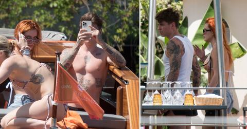 ella thorne and benji mascolo boating on lake como