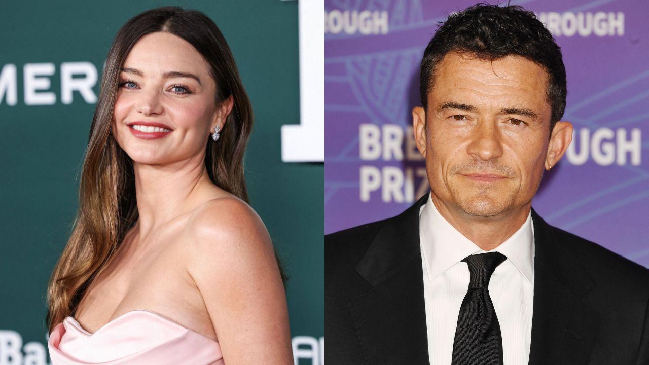 Split image of Miranda Kerr and Orlando Bloom.