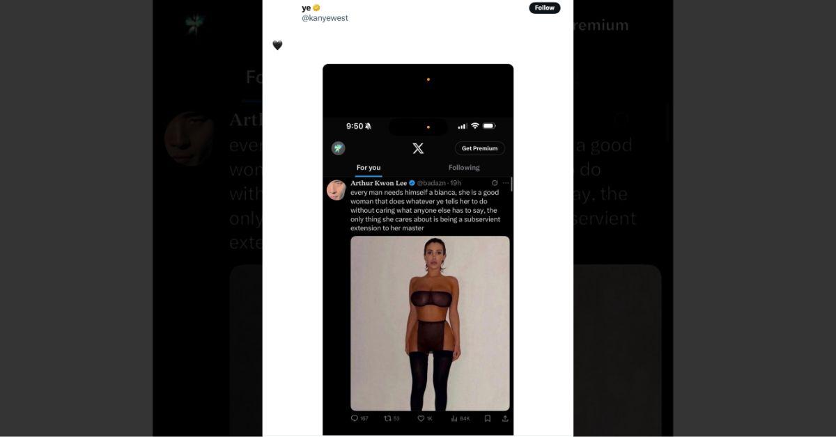 Photo of X post Kanye West shared
