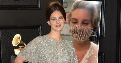 Lana Del Rey at grammmys and inset with Mesh Mask