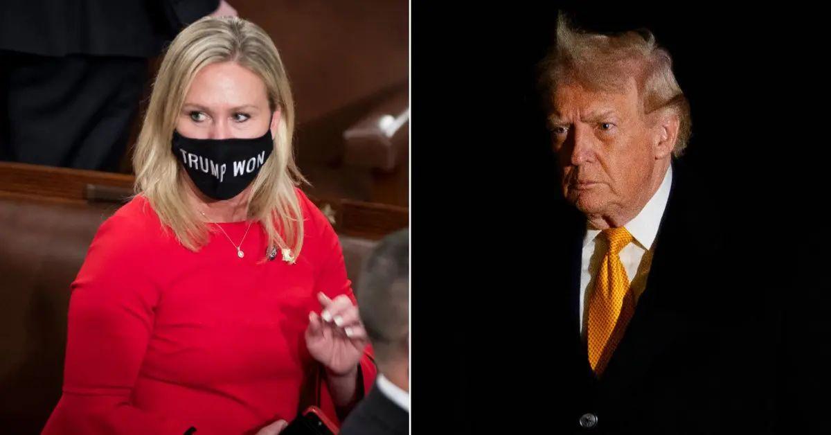 image of Donald Trump told reporters that Marjorie Taylor Greene had 'lost her way.'