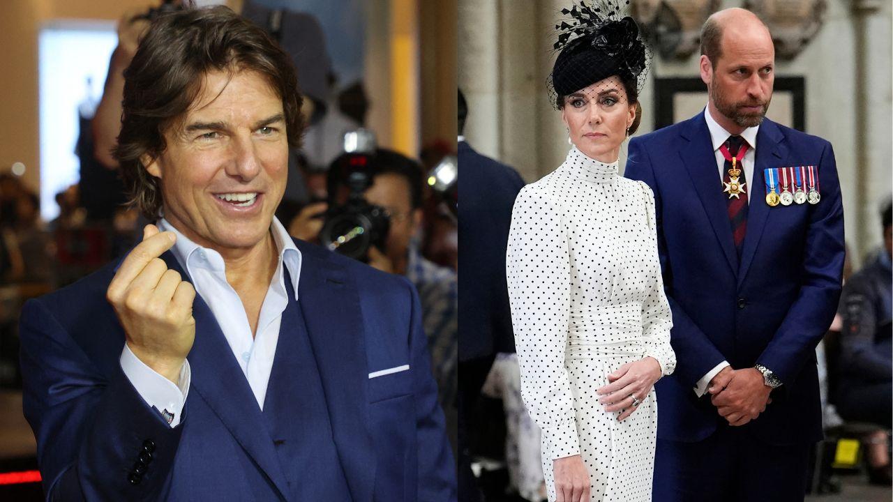 Split image of Tom Cruise, Kate Middleton, and  Prince William.