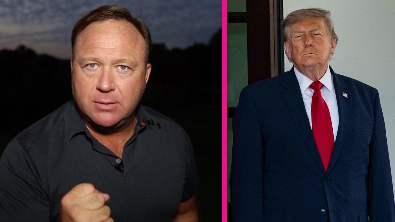 Composite photo of Alex Jones and Donald Trump.