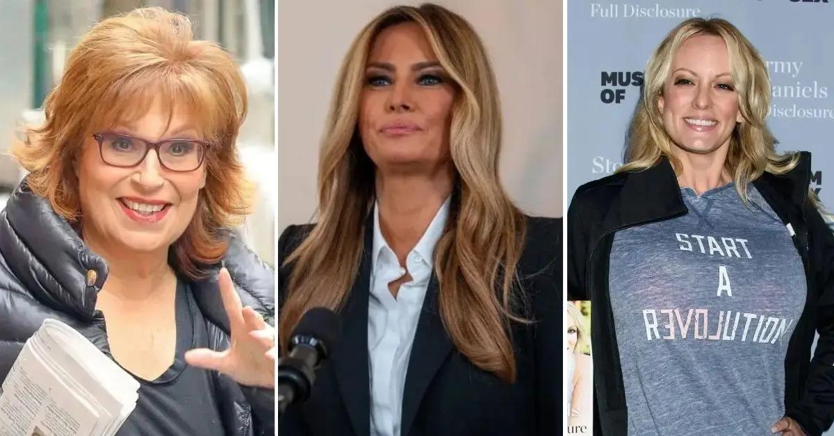 Composite photo of Joy Behar, Melania Trump and Stormy Daniels