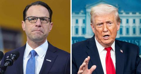 split photo of josh shapiro and donald turmp