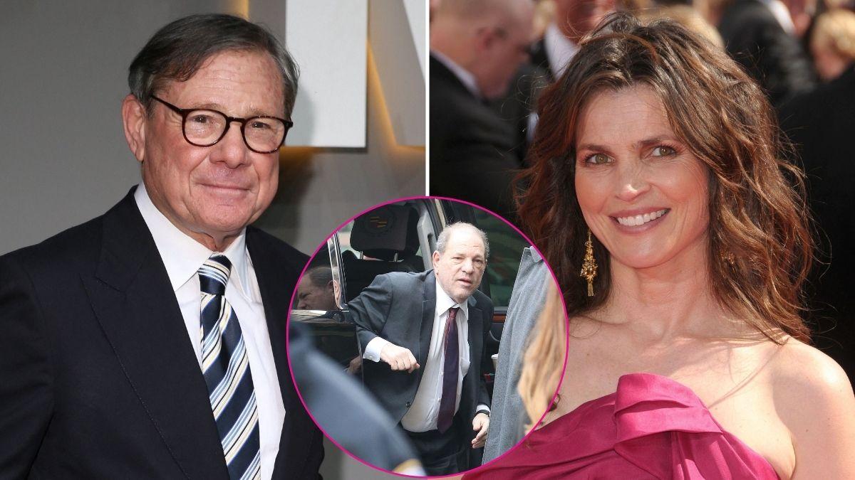 Split image of Michael Ovitz, Julia Ormond and Harvey Weinstein