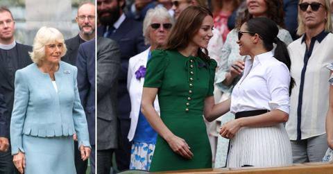 Composite photo of Queen Camilla, Kate Middleton and Meghan Markle