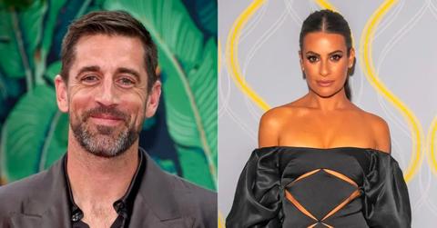 lea michelle roasted posing aaron rodgers jets game