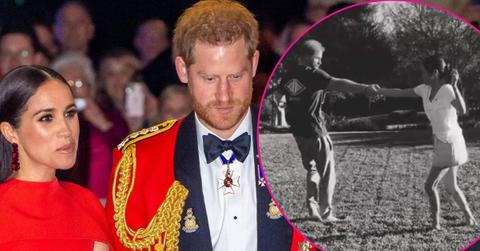 image and inset of prince harry and meghan markle