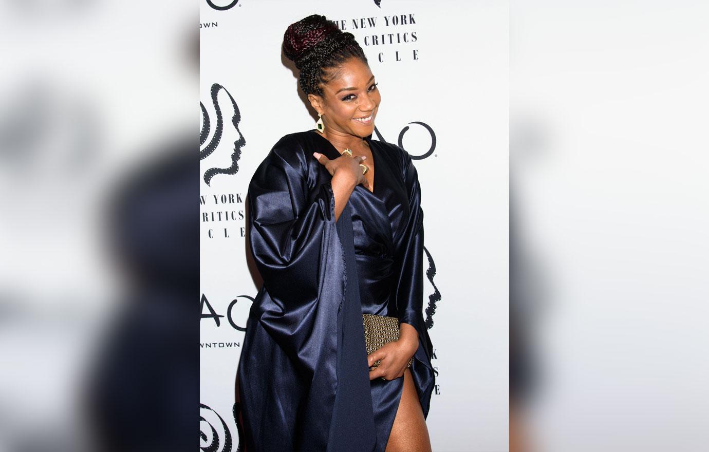 tiffany haddish silky blue dress