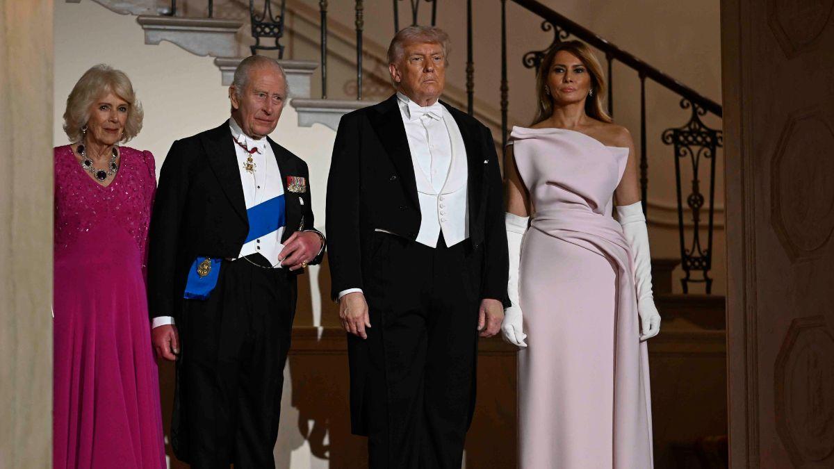image of Donald and Melania trump, king Charles, queen camilla 