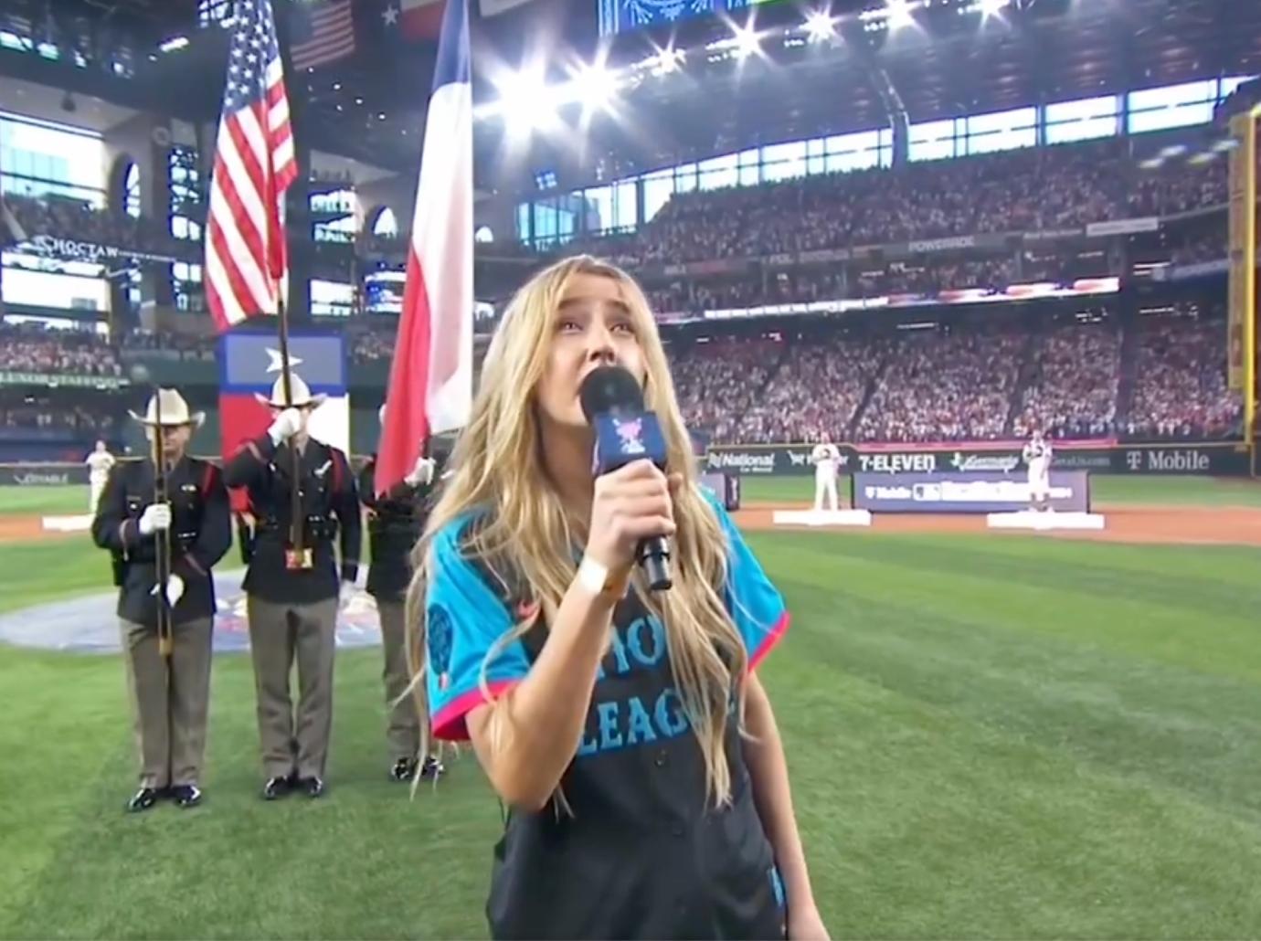 ingrid andress national anthem worst mlb home run derby  fergie